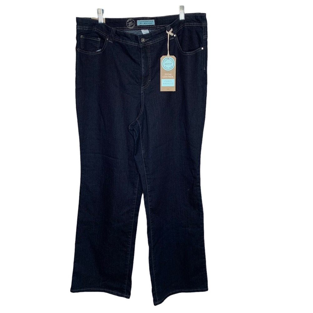 New Charter Club Womens Total Control Curvy Jeans Bootcut Size 20W BNWT Dk Blue